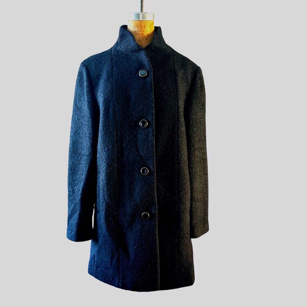 Kate Spade New York High Neck Black Wool Blend Coat NWOT Women's SZ XL